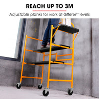 BAUMR-AG Mobile Scaffold Platform, 226kg Load, Steel Frame, Dual Height, Folding for easy Transport and Storage, Locking C...