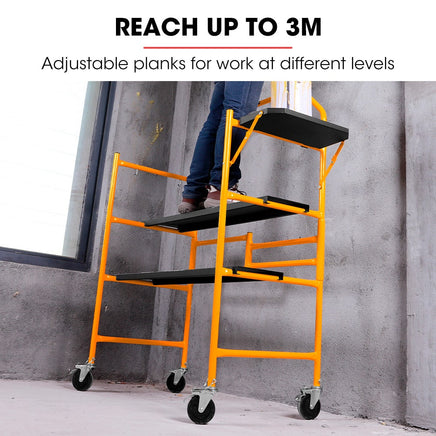 BAUMR-AG Mobile Scaffold Platform, 226kg Load, Steel Frame, Dual Height, Folding for easy Transport and Storage, Locking C...