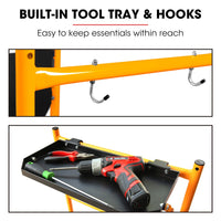 BAUMR-AG Mobile Scaffold Platform, 226kg Load, Steel Frame, Dual Height, Folding for easy Transport and Storage, Locking C...