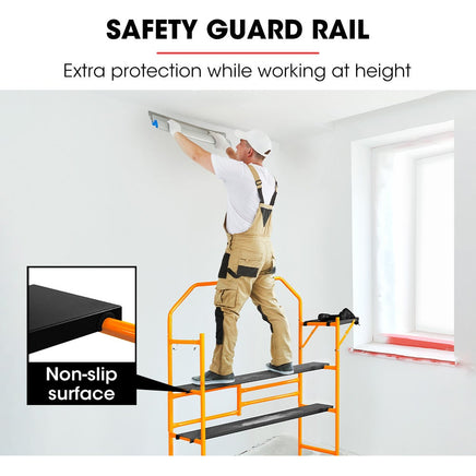 BAUMR-AG Mobile Scaffold Platform, 226kg Load, Steel Frame, Dual Height, Folding for easy Transport and Storage, Locking C...