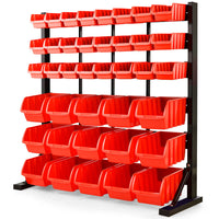 BAUMR-AG 39 Parts Bin Rack Storage System Floor Mount - Red