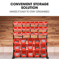 BAUMR-AG 39 Parts Bin Rack Storage System Floor Mount - Red