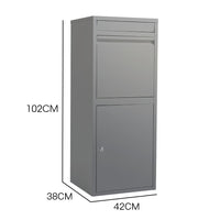 FORTIA Freestanding Parcel Post Box Letterbox, Letter Slot, Woodland Grey