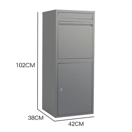 FORTIA Freestanding Parcel Post Box Letterbox, Letter Slot, Woodland Grey