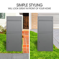 FORTIA Freestanding Parcel Post Box Letterbox, Letter Slot, Woodland Grey