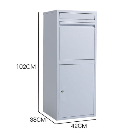 FORTIA Freestanding Parcel Post Box Letterbox, Letter Slot, Light Grey