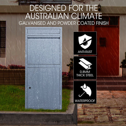 FORTIA Freestanding Parcel Post Box Letterbox, Letter Slot, Light Grey