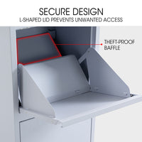 FORTIA Freestanding Parcel Post Box Letterbox, Letter Slot, Light Grey