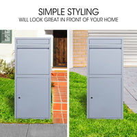 FORTIA Freestanding Parcel Post Box Letterbox, Letter Slot, Light Grey
