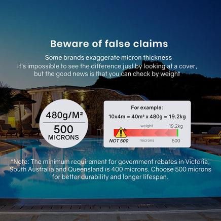 AURELAQUA Pool Cover Roller and 10x5m Solar Blanket 500 Micron, Blue