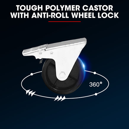 BULLET Pro 7 Drawer Tool Box Cabinet Trolley Storage, Toolbox Garage Organiser Set, Black