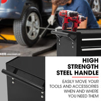 BULLET Pro 7 Drawer Tool Box Cabinet Trolley Storage, Toolbox Garage Organiser Set, Black