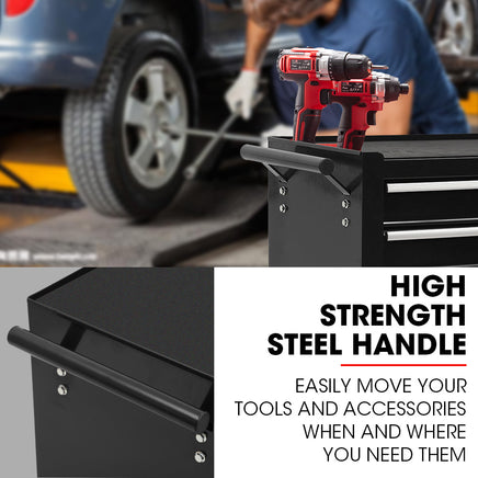 BULLET Pro 7 Drawer Tool Box Cabinet Trolley Storage, Toolbox Garage Organiser Set, Black