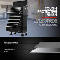 BULLET Pro 16 Drawer Tool Box Cabinet Chest Storage, Toolbox Garage Organiser Set, Black