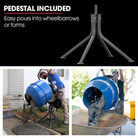 BAUMR-AG 140L Portable Cement Concrete Mixer with Pedestal Stand, 550W Electric Motor, 10 Inch Solid Rubber Wheels