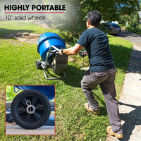 BAUMR-AG 140L Portable Cement Concrete Mixer with Pedestal Stand, 550W Electric Motor, 10 Inch Solid Rubber Wheels