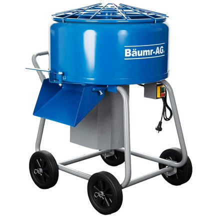 BAUMR-AG 100L Forced Action Pan Mixer, 1100W Electric Motor, Lightweight 58kg Design, for Mortar Screed Resin Cement, 8 Inch Solid Rubber Wheels