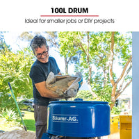BAUMR-AG 100L Forced Action Pan Mixer, 1100W Electric Motor, Lightweight 58kg Design, for Mortar Screed Resin Cement, 8 Inch Solid Rubber Wheels