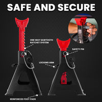 T-REX 4000KG Automotive Car Jack Axle Stands, 2 Pieces