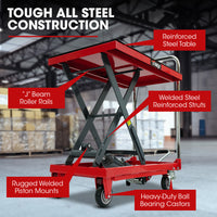 T-REX 230KG Hydraulic Scissor Lift Platform Trolley, Non-Skid Rubber Platform Pad, for Material Handling