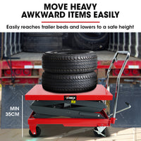 T-REX 300KG Hydraulic High Lift Double Scissor Trolley, 1.3M Max Platform Hgt, Heavy-Duty, for Material Handling