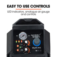 ROSSI 45A Plasma Cutter, Non-Touch Pilot ARC for Easy Cuts of Painted or Rusty Metals, DC Inverter Cutting Machine