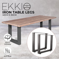 EKKIO 2x Rectangle Iron Table Legs 40 x 30cm (Black) EK-TL-101-LLB