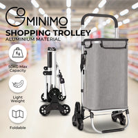 GOMINIMO Foldable Aluminum Shopping Trolley Cart with Tri-Wheel (Grey) GO-STY-102-XR