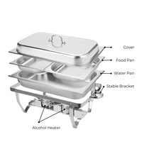 GOMINIMO 9L Chafing Dish Multifunctional Stainless Steel Food Buffet Warmer Pan (3x3L Triple Trays)