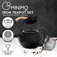 GOMINIMO 1200ML Iron Teapot with Filter and Warmer GO-IT-100-JZ