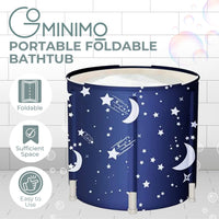 GOMINIMO Portable Foldable Bathtub Thickening with Thermal Foam 65X70cm (Star Blue) GO-FBT-100-BY