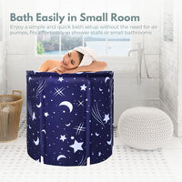 GOMINIMO Portable Foldable Bathtub Thickening with Thermal Foam 65X70cm (Star Blue) GO-FBT-100-BY