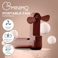 GOMINIMO USB Rechargeable Portable Handheld Fan with 3 Speed(Brown) GO-HF-102-XHT