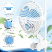 GOMINIMO Portable Oscillating Clip Fan With 2 Speed (White+Blue)GO-CF-102-YZ