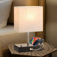 Gominimo Bedside Lamp Vintage 3 Dimmable Light Table Desk with Phone Stand Linen