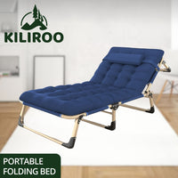KILIROO Adjustable Portable Folding Bed with Mattress and Headrest (Blue) KR-FBM-101-KX
