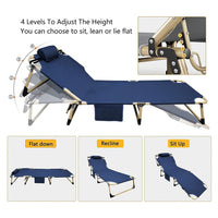 KILIROO Adjustable Portable Folding Bed with Mattress and Headrest (Blue) KR-FBM-101-KX