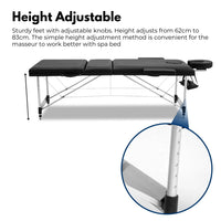 ONIREST 3 Fold Adjustable Portable Massage Bed (Black)OR-MTP-100-NS