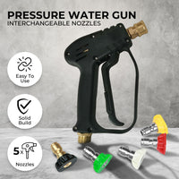 RYNOMATE 3000 PSI High Pressure Washer Gun with M22 Coupling and 5 Interchangeable Spray Nozzles (Black) RNM-HPW-102-JYI
