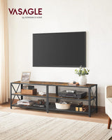 VASAGLE TV Cabinet Stand Lowboard for TVs up to 70 Inches with Shelves Steel Frame Vintage Brown/Black LTV095B01V1
