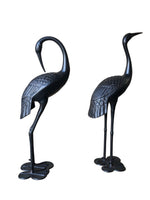 2 Piece Crane Couple Metal Statue Set