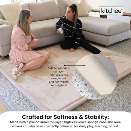 Kitchee Kids Foam Floor Play Mat 200x200cm – Padded Thick Soft Tatami Style Cream