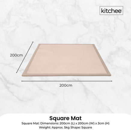 Kitchee Kids Foam Floor Play Mat 200x200cm – Padded Thick Soft Tatami Style Cream