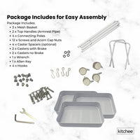 Kitchee 3-Tier Kitchen Storage Cart Trolley with Wheels - Shelf Organiser WHITE