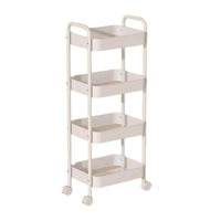Kitchee 4-Tier Kitchen Storage Cart Trolley with Wheels - Shelf Organiser WHITE