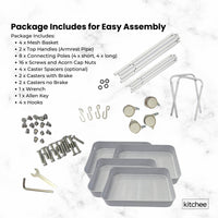 Kitchee 4-Tier Kitchen Storage Cart Trolley with Wheels - Shelf Organiser WHITE