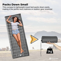 Social Hike Step-Inflating Camping Mattress Lightweight Waterproof Sleeping Grey