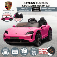 Kahuna Porsche Taycan Turbo S Kids Electric Ride On Car w/Remote Control 90W Four Wheel Suspension 2 Seater w/Seat Belt