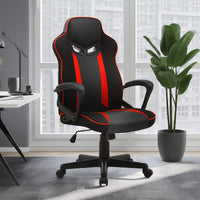 Sarantino Fayzo Racing Reclining Office Gaming Chair Black And Red Adjustable Computer Desk Seat With Adjustable Height, Breathable Mesh Back, Padded Armrests