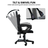 Sarantino Antre Kids Study Gaming Chair Black Adjustable Computer Desk Seat Racing Inspired-look With Adjustable Height, Ergonomic Back Support, Padded Armrests
